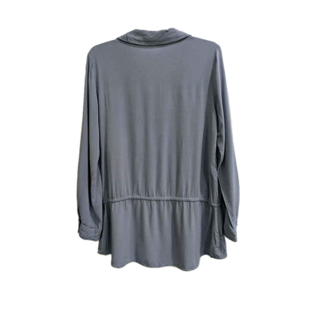 Spense Womens Popover Blouse Tie Waist Tunic Medium Casual Roll Tab Pockets - Picture 3 of 14
